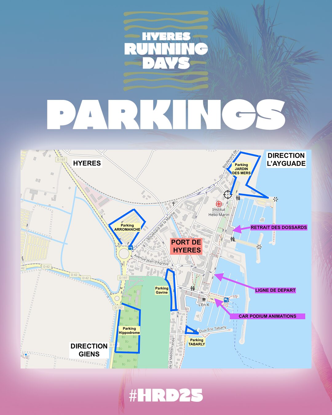 Plan des parkings Hyères Running Days 2026-Instagram
